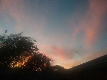 Low angle view of silhouette trees against sky during sunset