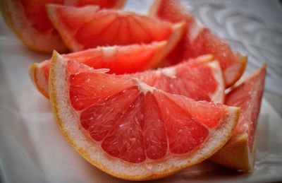 Close-up of grapefruit slices