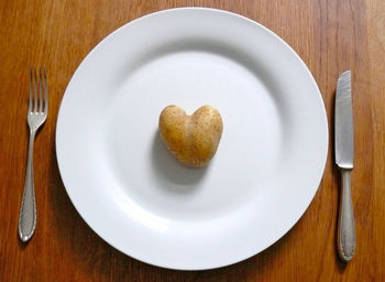 Directly above shot of breakfast served on table