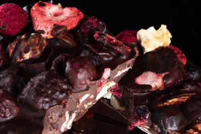 High angle view of strawberries