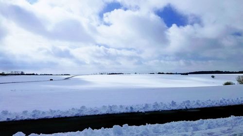 Scenic view of frozen lake against sky
