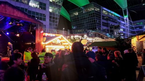 Crowd at music concert at night