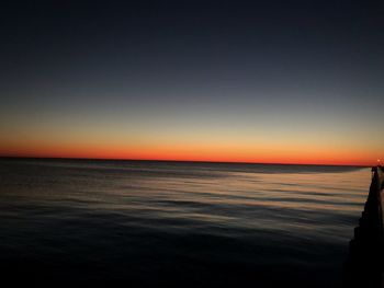 Scenic view of sea against clear sky during sunset