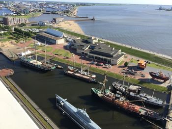 High angle view of harbor