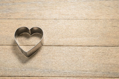 High angle view of heart shape on table