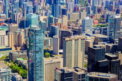 High angle view of buildings in city