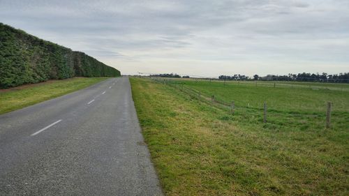 Country road on grassy field