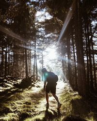 Man hiking in forest