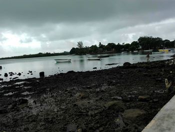 Scenic view of beach against sky