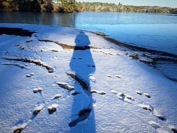 Close-up of frozen lake