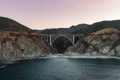 Bridge over river against sky