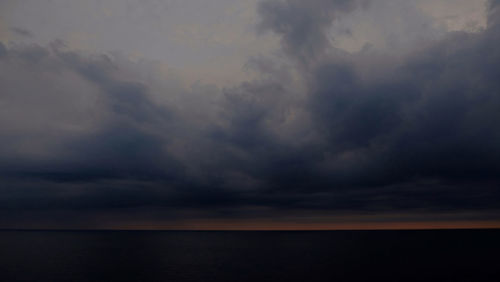 Scenic view of sea against dramatic sky