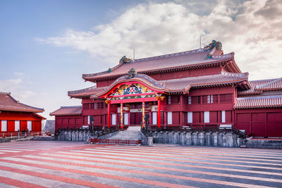 View of temple building against cloudy sky