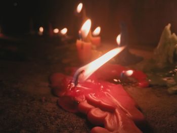 Close-up of illuminated candle