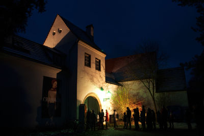 View of built structure at night