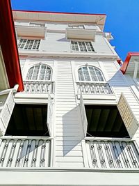 Low angle view of staircase against sky