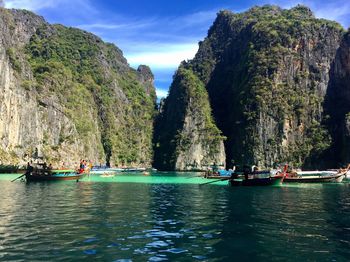 View of boats in sea