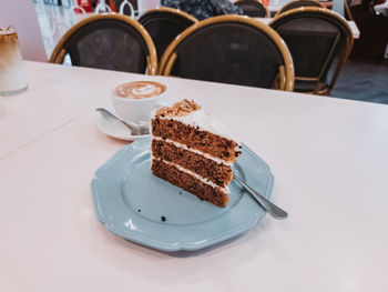 Close-up of dessert in plate on table