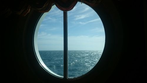 View of sea from airplane window