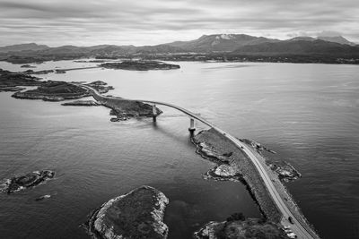 High angle view of sea against norway atlantic ocean road