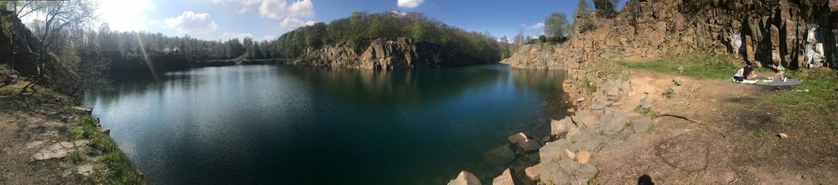 Panoramic shot of rocks against sky