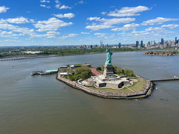 High angle view of sea against sky