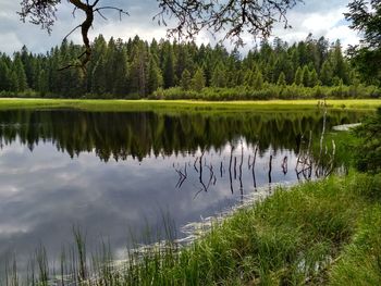 Scenic view of lake against sky