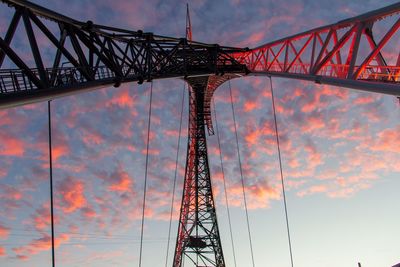 Low angle view of bridge against sky during sunset