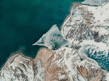 Scenic aerial view of sea and rocks