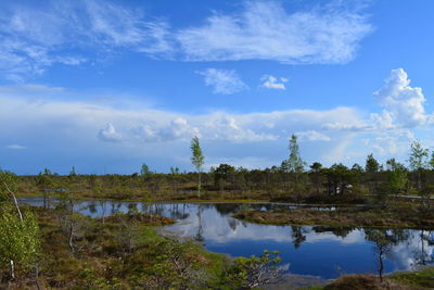 Scenic view of lake against sky