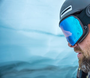 Portrait of man wearing ski googles