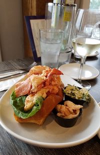 Close-up of food in plate on table