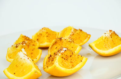 Close-up of fruits in plate