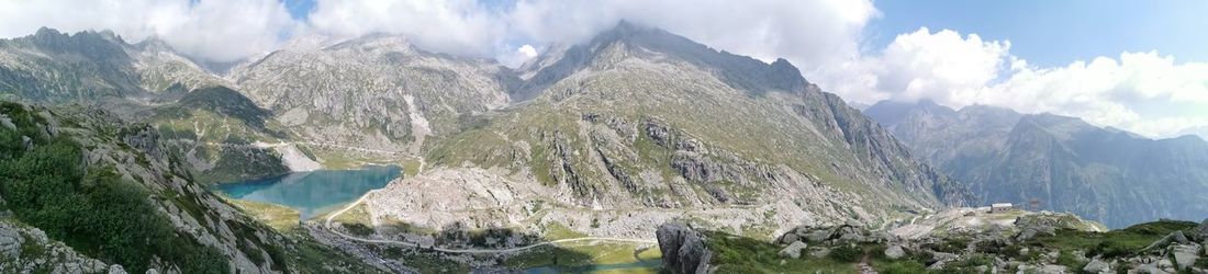 Panoramic view of mountains against sky