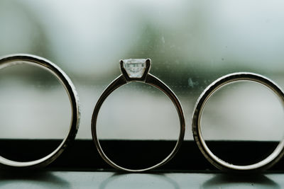 Close-up of eyeglasses on table