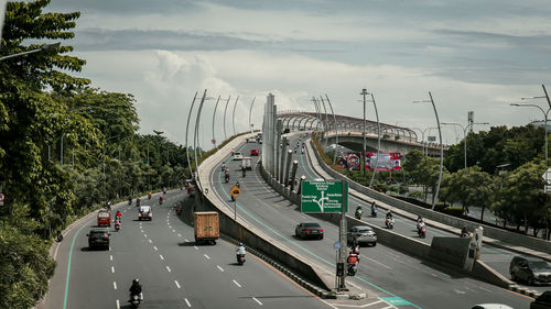 High angle view of road in city