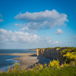 Scenic view of sea against cloudy sky