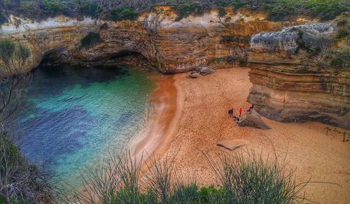 High angle view of man at beach