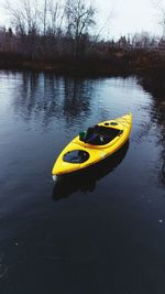 Boats in calm lake