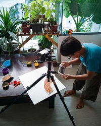 Woman working on table