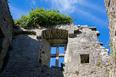 Low angle view of old building against sky