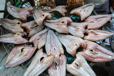 Close-up of fish for sale at market stall