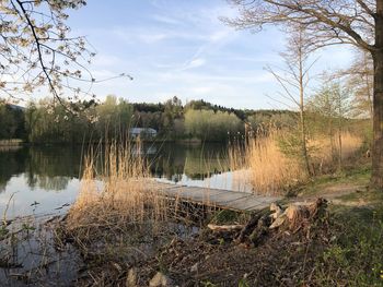 Scenic view of lake against sky