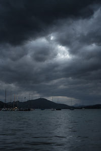 Scenic view of sea against cloudy sky