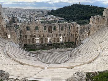 High angle view of old ruins in city