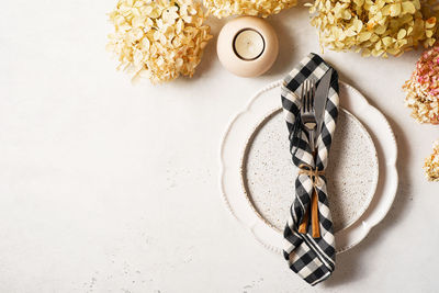 High angle view of coffee beans on table