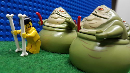 Close-up of toys on table