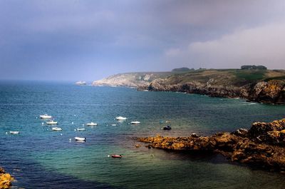 High angle view of sea against sky