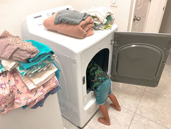 Laundry day with kid at home