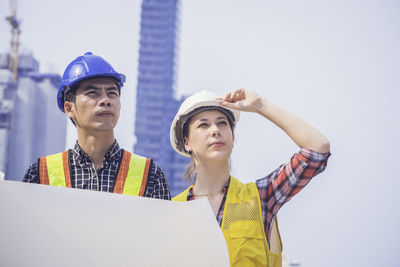 Low angle view of man working